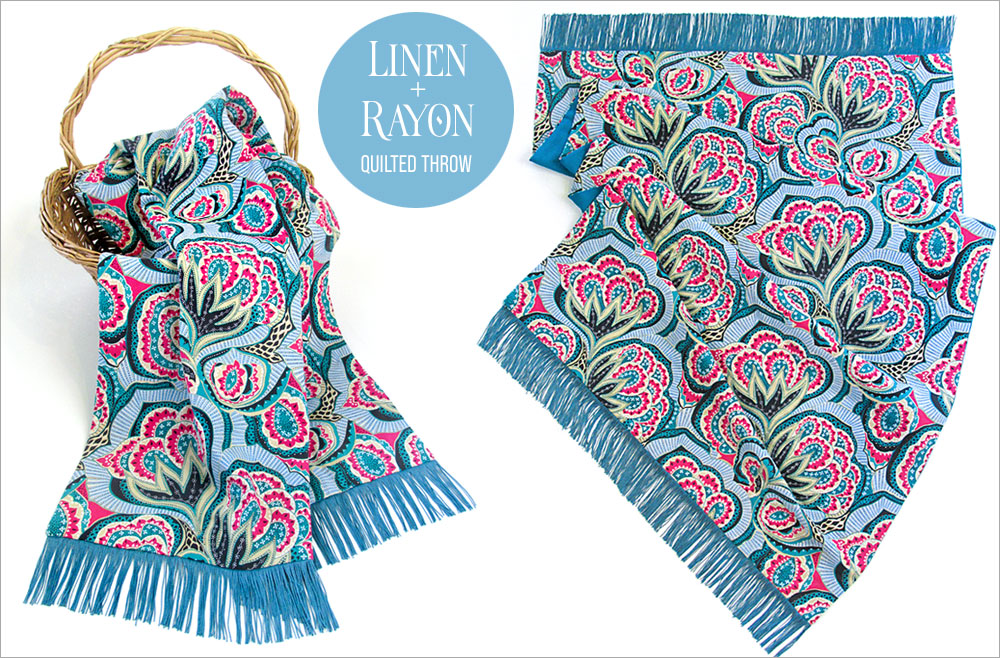 Linen + Rayon Quilted Throw with Fringe